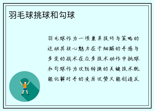 羽毛球挑球和勾球