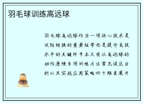 羽毛球训练高远球